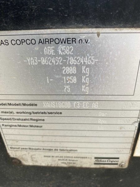 Sprężarka / kompresor ATLAS COPCO XAHS 186, 12 bar - Photo 4