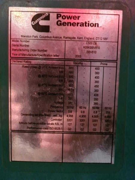 Agregat prądotwórczy CUMMINS C500-D5 - 500 kVA dostępne 2 szt - Photo 3